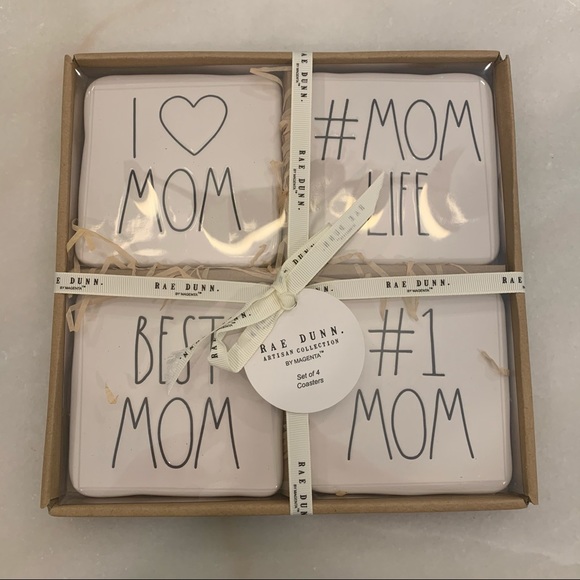 Rae Dunn MOM 4 Piece Coaster Set